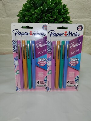 Paper Mate Flair Felt Tip Pens Candy   Pop! (Lot Of 2 Packs) 8 PCs Total !