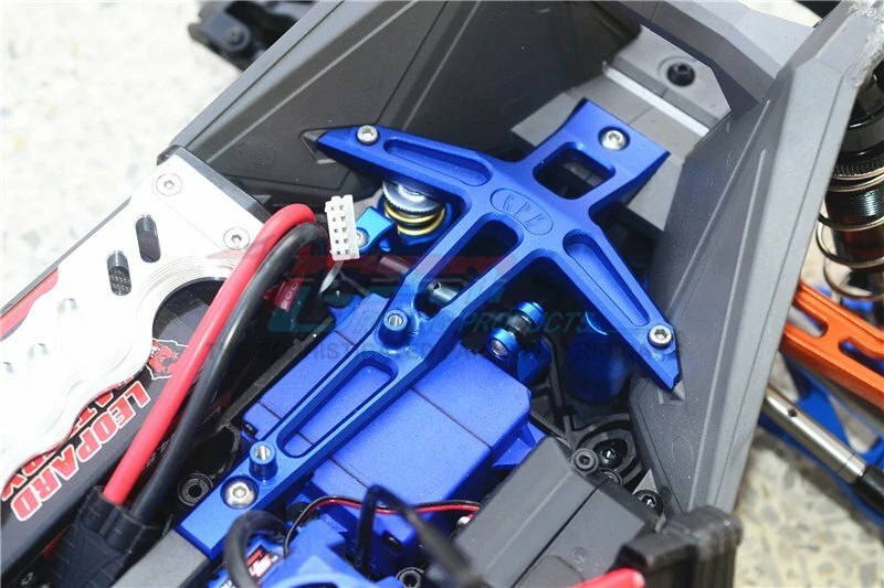 GPM Racing Blue Aluminum Front Chassis Brace - For Traxxas Maxx TXMS048C-B - Image 4 of 4