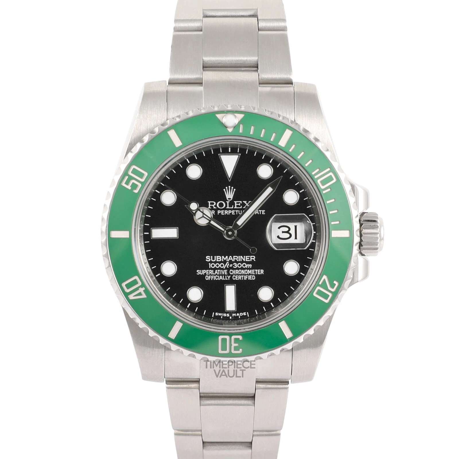 Rolex — Rolex Submariner 116610LN Date Steel 40mm Custom Green Ceramic Bezel-Black Dial