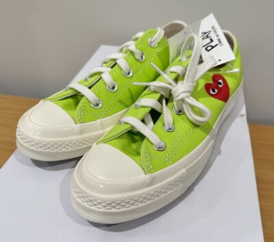 NEW Converse Chuck Low x Comme des Garcons Play Acid Lime Green Mens 3 NIB