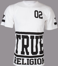  95 TRUE RELIGION White Black STARTER Oversized Fit Designer Graphic T-shirt NWT