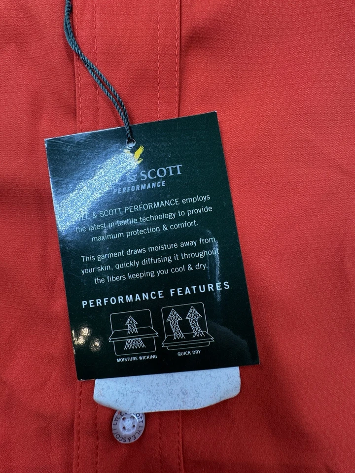 Camisa Lyle & Scott Para Hombre Grande Roja Botón Frontal Rendimiento Absorbe Humedad Nueva Foto 2 de 4