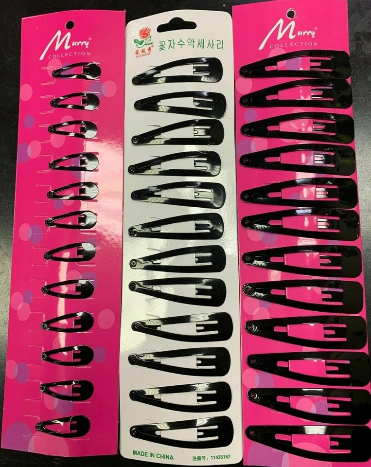 12Pcs Kids Girls SnapOn Hair slides Bendy Clips Sleeping Grip Clip Pins BLACK