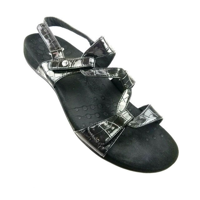 Vionic Womenâs Sandals Backstrap Paros Black Patent leather Croc Print Size 10 | eBay