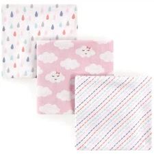 Luvable Friends Cotton Flannel Receiving Blankets, Girl Clouds, One Size