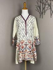 Limelight Pakistan Embroidered Beige Short Kurti Tunic Sequins M