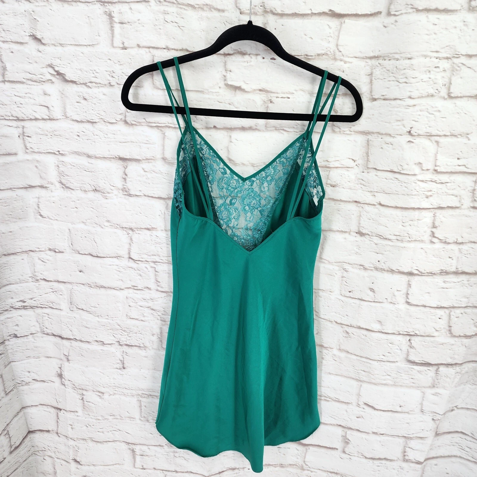 UNDERCOVER Mini abito slip vintage Victorias Secret donna pizzo verde taglia XS Y2K con spalline