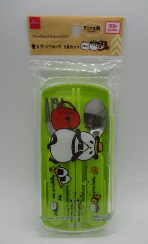 Trio Set green  aninmal panda  Compact Triple Set Fork Spoon Chopsticks - 第 1/5 張圖片