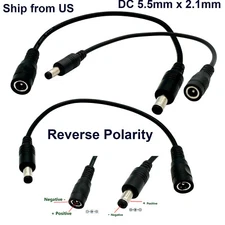 3pcs Reverse Polarity Converter Cable 5.5mm x 2.1mm Keyboard Guitar Effect Pedal