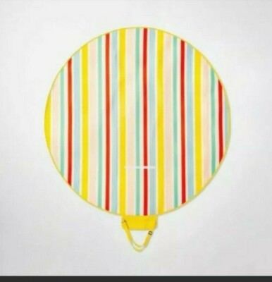 SUN SQUAD Round Variegated Stripe Picnic Blanket 60''x 60'' - New - Free Shipping 