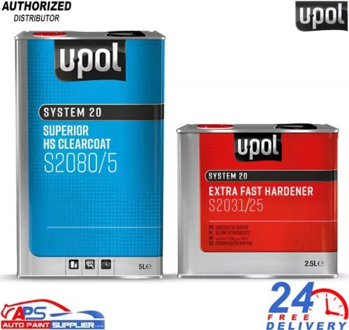U-POL S2080 HS Clear Coat 2K 7.5L Kit - Includes S2031 Extra Fast Hardener