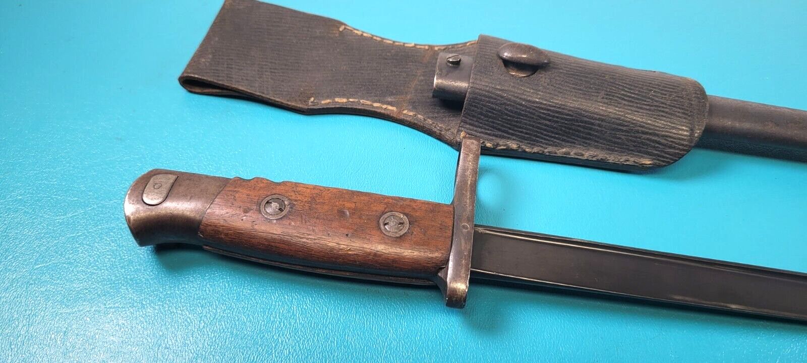Belgium Model 1916 /35 Gendarmerie Rifle Bayonet T-Back Blade + Scabbard & Frog