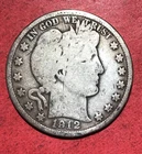 1912 US Barber SILVER Half Dollar "Philadelphia" Mint! good Details! Old US Coin