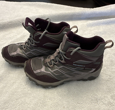 Merrell Waterproof Mid Top Athletic Sneaker Girls US 13 Purple Gray Lace Up