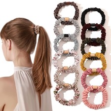 Silk Hair Ties Satin Scrunchies - Small Mini Scrunchy for Women Thick Hair Acces