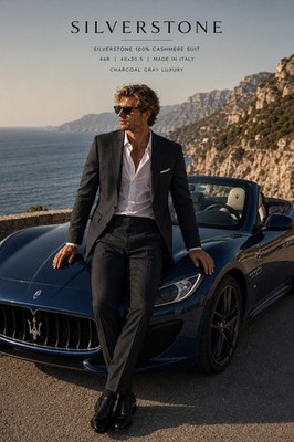 Silverstone 100% Cashmere Suit 46R 40x30.5 Made In Italy Charcoal Gray Luxury