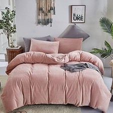 Comforter Set 3Pcs Fluffy Bedding Comforter Sets Soft Dusty King Pink Velvet