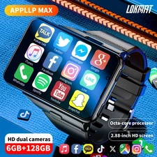 2.88" Large Screen Android Smartwatch Phone 6+128GB MTK6765 1500mAh Camera Watch