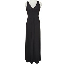 Lauren Ralph Lauren Maxi Dress Women's 2 Black Empire Waist Wrap Front Stretch