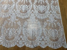 JCPenney Lace Curtain Pair Panels 55x62 White Floral Garlands Rod Pocket