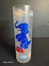 Vintage Libby Circus Elephant Frosted Highball Glass
