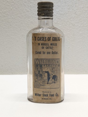 Vintage Rare Wilbur Stock Food Co. Live Stock Colic Cure! Milwaukee, Wi! 🐄 🐎!
