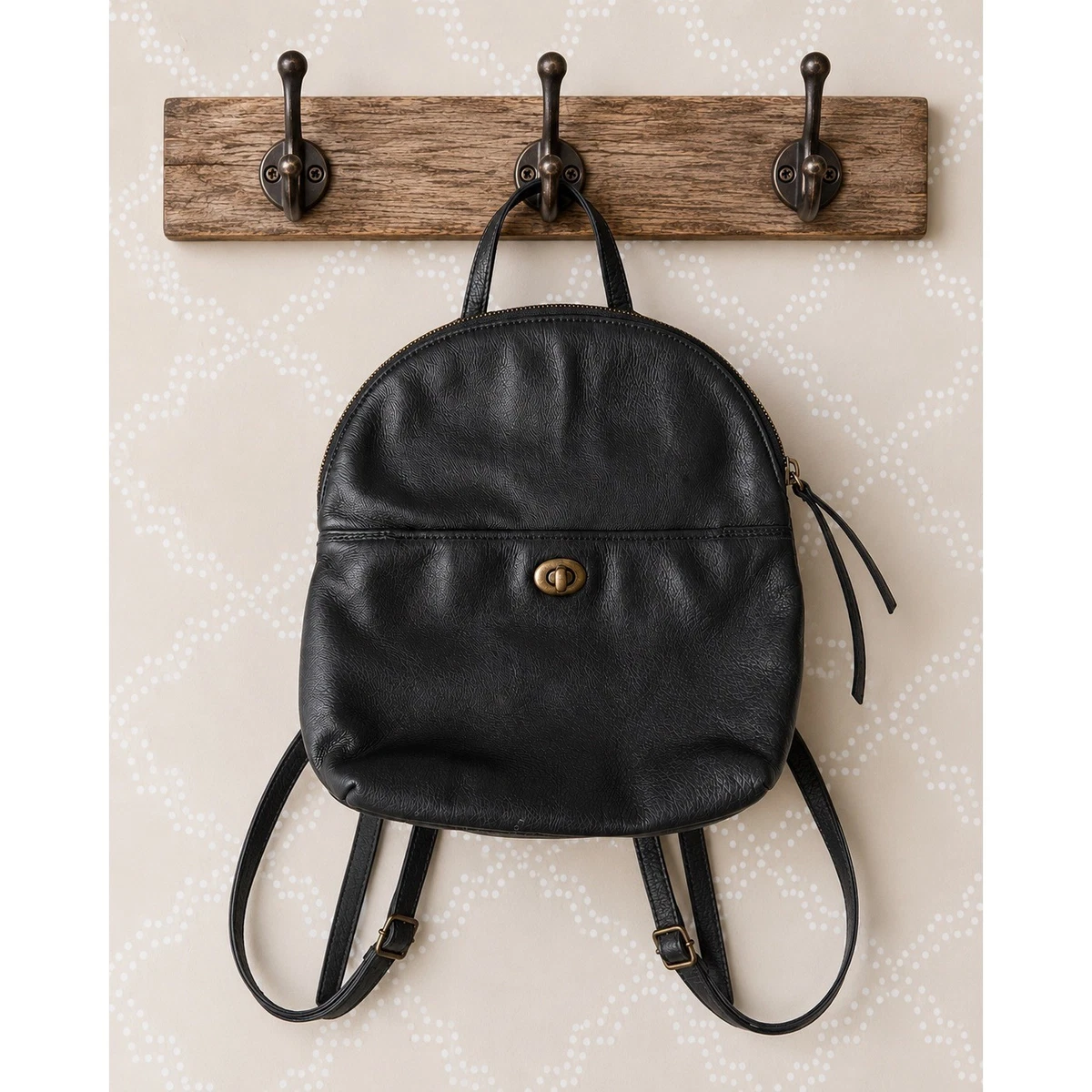 Margot Black Pebbled Leather Small Backpack Purse Minimalist Bag Margot New York Black Leather Backpack | Mercari main image 2