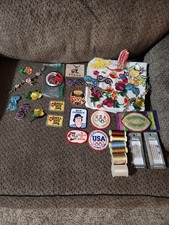 Vintage patch/sewing lot Iron On And Sew On Retro USA Olympics Birds Floral