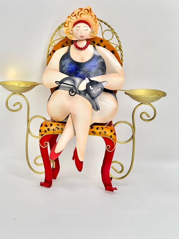 Vintage Sheet metal welded hand painted voluptuous Divas ,Philippines artists 