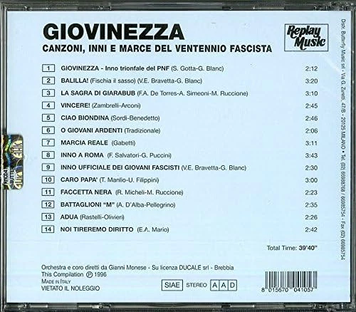 Giovinezza Canzoni,Inni E Marce Fascista (CD) - Picture 2 of 2