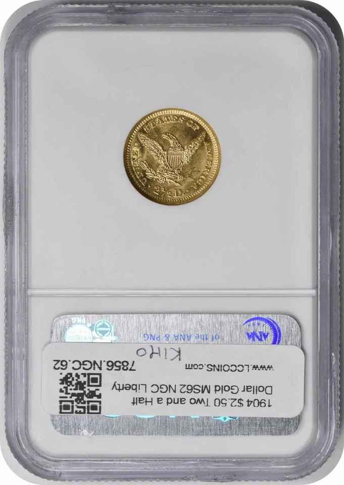 1904 $2.50 Gold Liberty Head MS62 NGC - Image 2 of 2