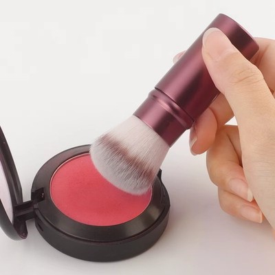 Einziehbarer Make-up Pinsel Puder Rouge Tragbar Mini Multifunktion mit Aluminium