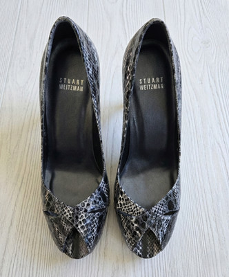 STUART WEITZMAN SASHAY SNAKESKIN PEEP TOE PUMPS-NEW