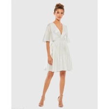 NWT Ieena for Mac Duggal Satin Flowy Flutter Sleeve Mini Dress - size 2