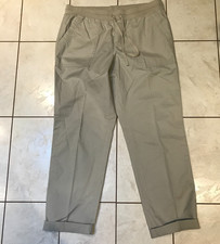 Talbots Petites 6P Straight Leg Tan Ankle Pants Drawstring Elastic Waist Cotton