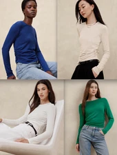 NWT Banana Republic $55 SOFT LUXE SHIRRED-WAIST TOP, 4 Colors, S/M/L/XL