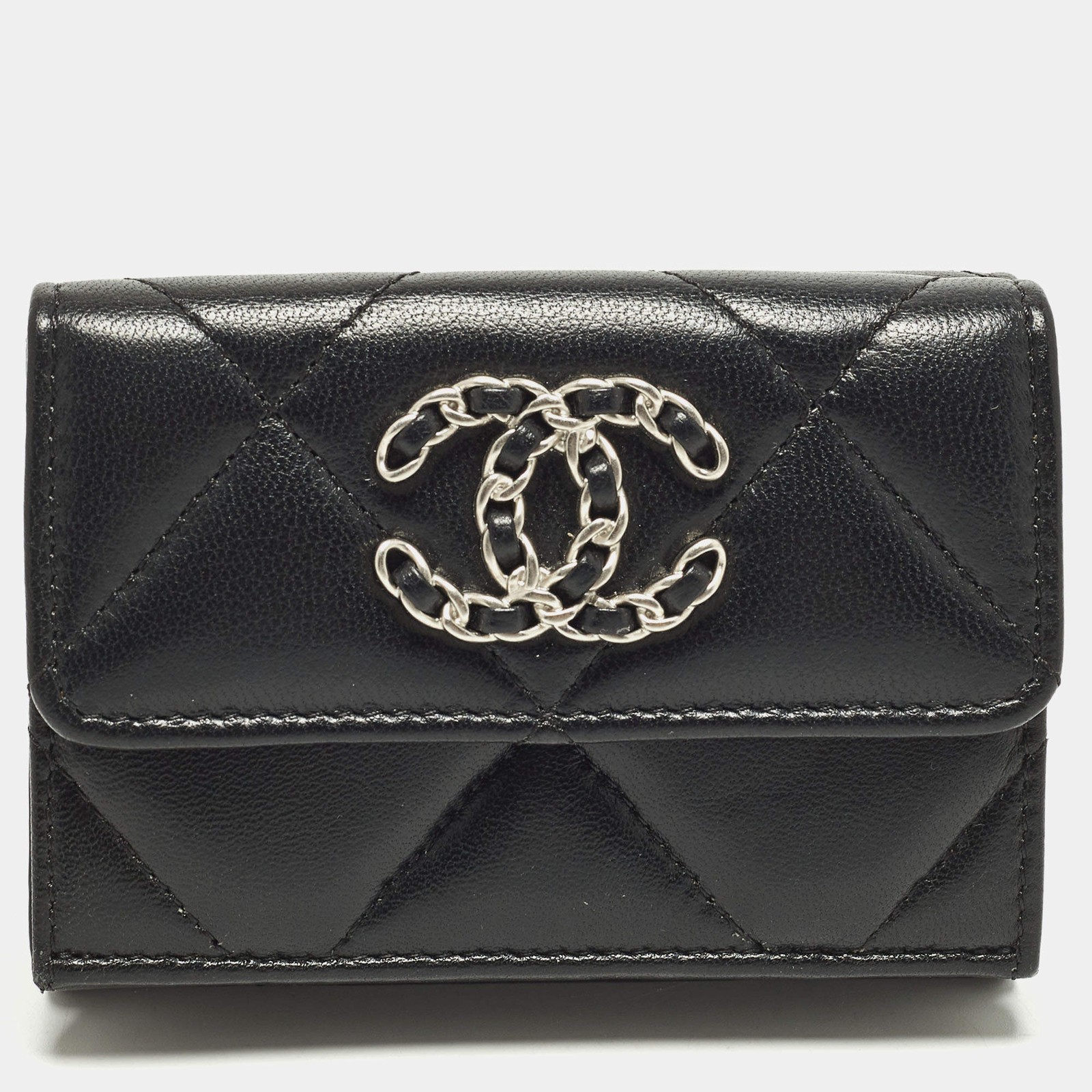 Chanel 19 Black Quilted Leather Trifold Wallet