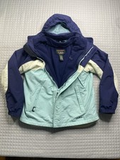 LL Bean Coat Kids XL 18 Jacket Blue Hooded Ski Coat Retro Youth Snow Casual