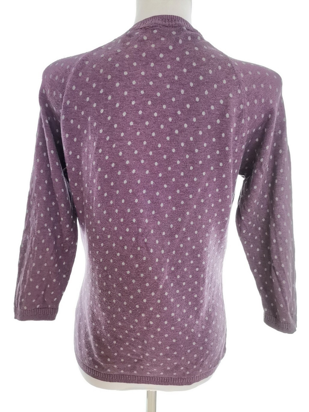 JOHN LEWIS Womens Blouse Buttoned 10/12 (38) Purple Cotton 100percent 3/4 Sleeve Polka image 6