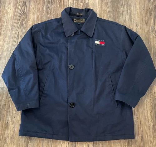 COACH Cappotto vintage Tommy Hilfiger autentico da mare taglia Med imbottito giacca allenatore