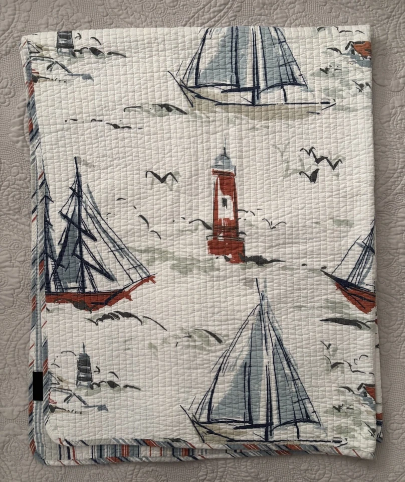 Edredón reversible tamaño único velero náutico Cynthia Rowley Foto 3 de 4
