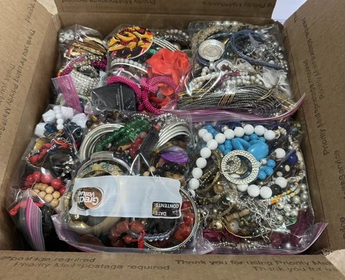 20lbs+ Lot of Vintage to Now WEARABLE Mixed Costume Jewelry Box Bulk Resale #4!