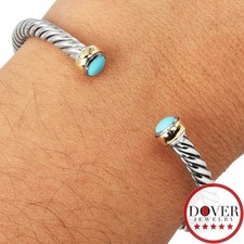 Estate Turquoise Silver 18K Yellow Gold 6.25