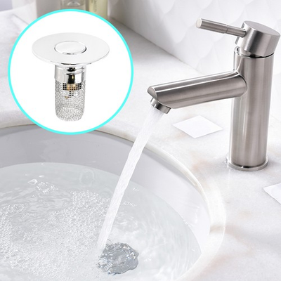 #ad 1PCS Drain Filter Up Stainless Steel Push Type Bounce Core Universal Sink Basin $3.99