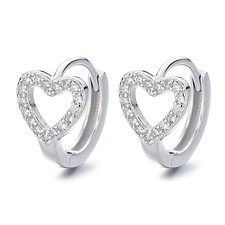 Love Heart Hoop Earrings for Women 925 Sterling Silver Geometric Huggie Earrings