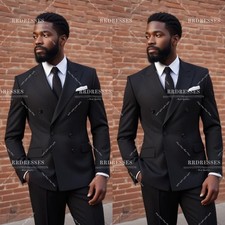 Formal Men's Suit Black 2Pcs Peak Lapel Business Wedding Groomman Jacket Tuxedo