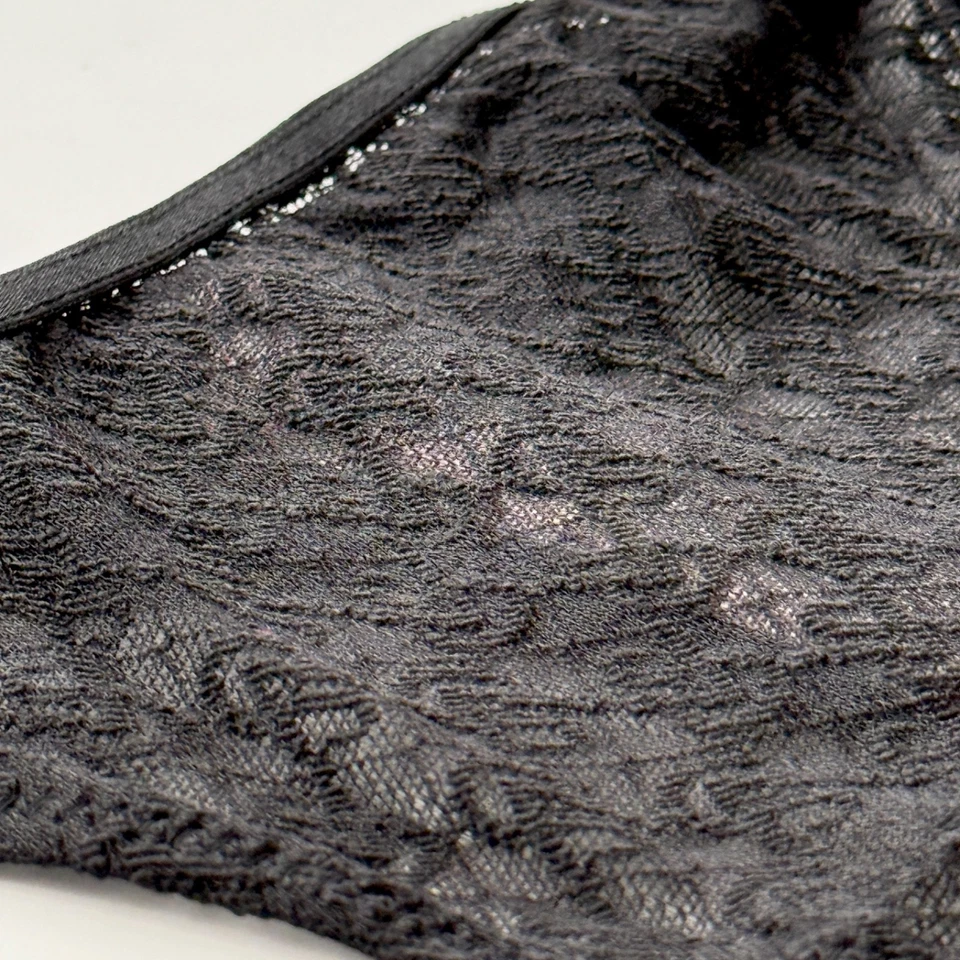 Victoria's Secret Tanga Ajustable Icono Muy Sexy Encaje Panty Negro Talla XL Foto 4 de 4