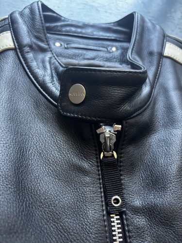 VTG Wilson’s Leather M. Julian Striped Moto Cafe Racer Motorcycle Jacket Men’s M - Picture 3 of 14