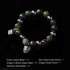 Dragon’s Blood & Green Jasper Warrior Bracelet, Courage Balance Healing Jewelry