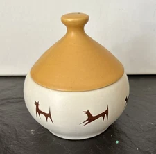 Vintage 1960s McCoy UpJohn Unipet Treat Container Pet Jingle Jar With Bell